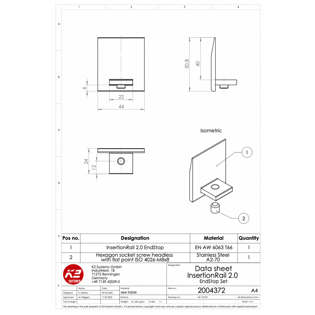 EndStop 2.0 – Aluminium EN AW-6063 T66 / Edelstahl