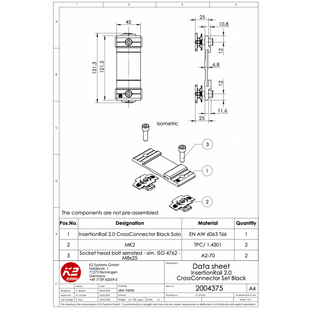 CrossConnector 2.0 Set – Aluminium EN-AW 6060 T66, schwarz eloxiert / Edelstahl A2-70