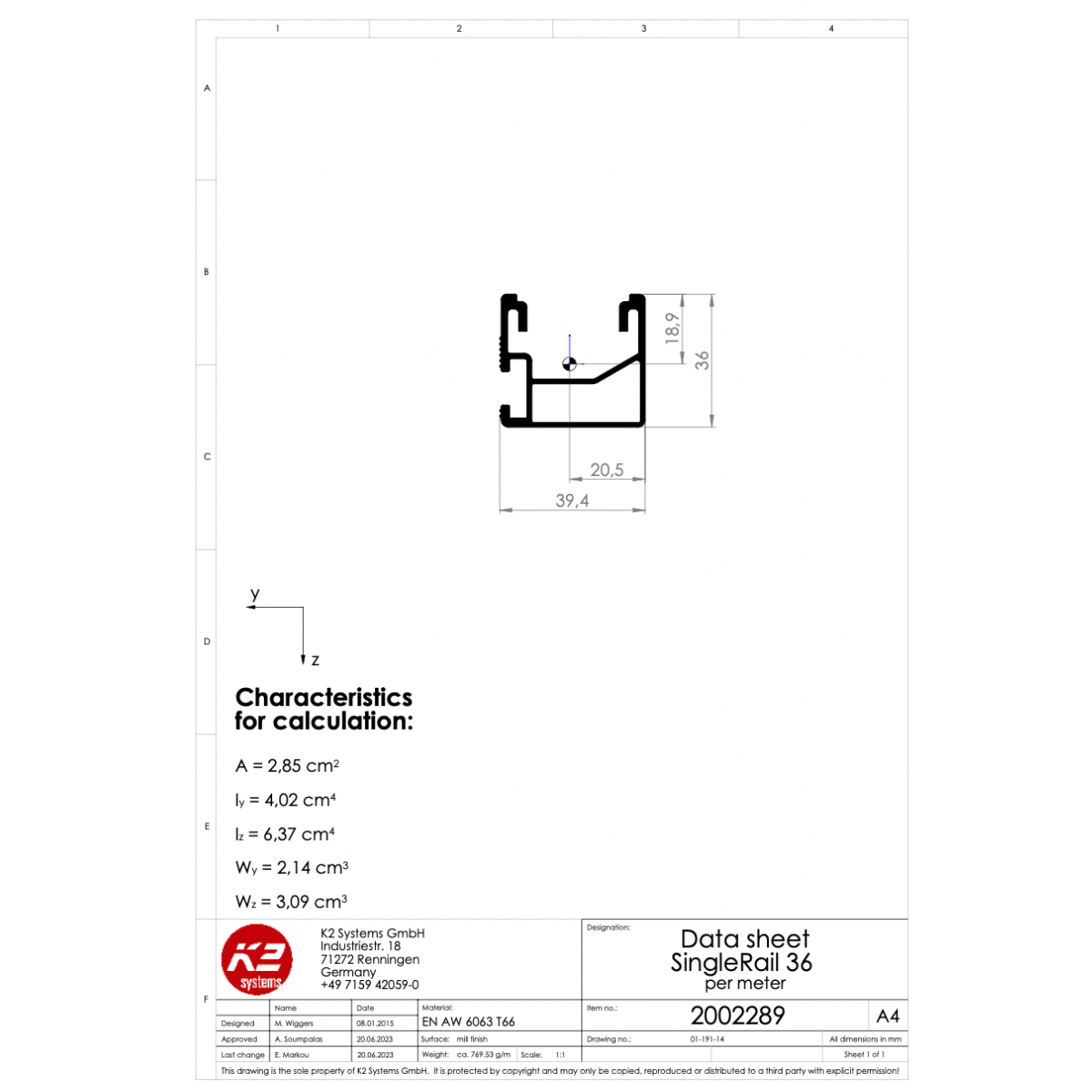 Montageschiene 4,80 m – Aluminium EN AW-6063 T66