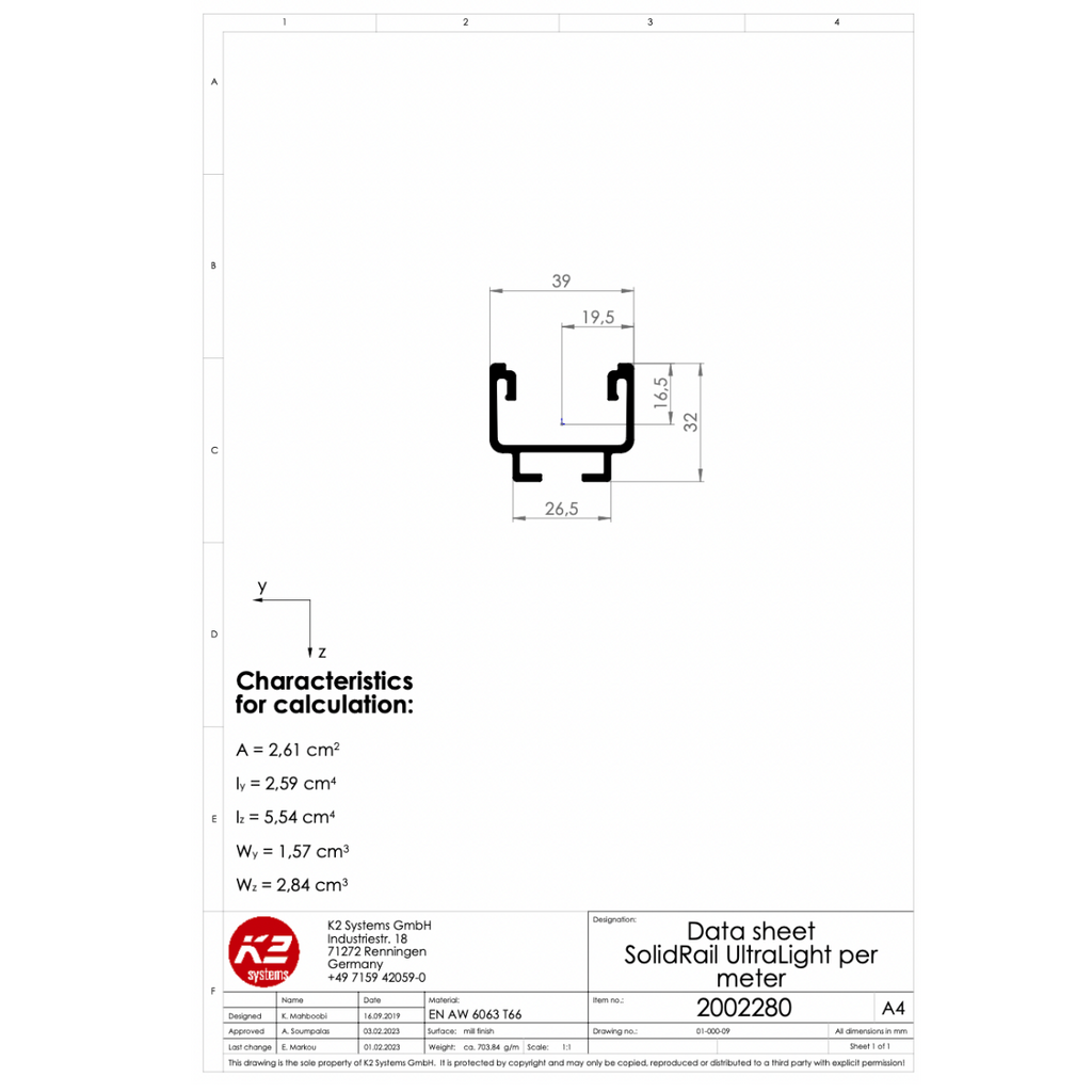 Montageschiene 4,80 m – Aluminium EN AW-6063 T66