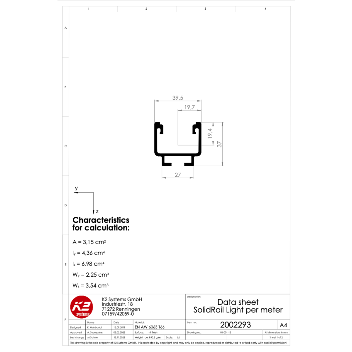 Montageschiene 4,80 m – Aluminium EN AW-6063 T66