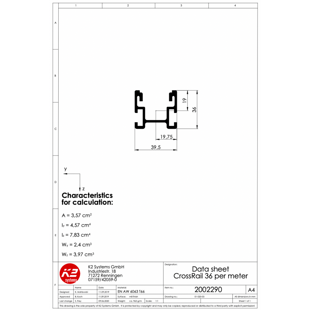 Montageschiene 4,80 m – Aluminium EN AW-6063 T66