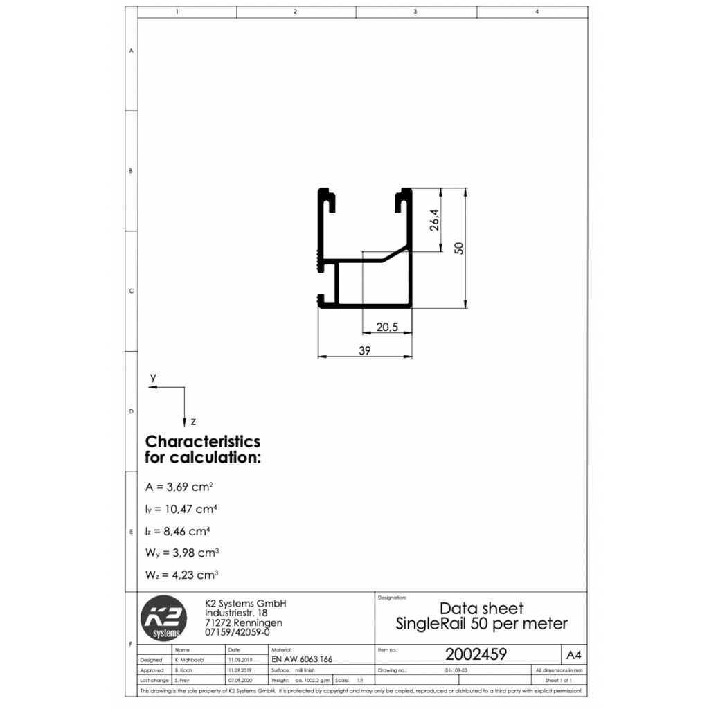 Montageschiene 4,80 m – Aluminium EN AW-6063 T66