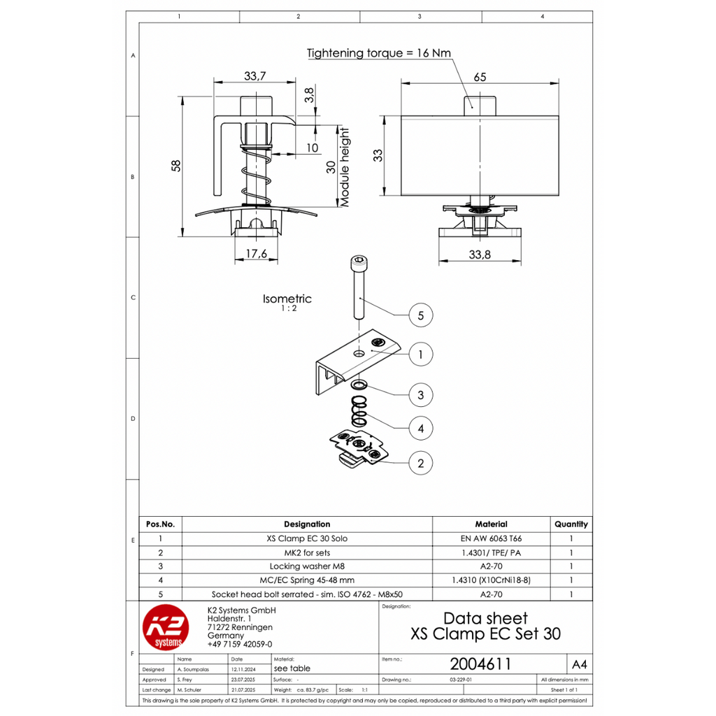 Modulendklemmen Set – für Rahmenhöhe 30 mm (Aluminium EN AW 6063 T66)