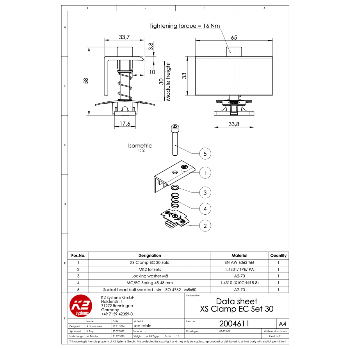 Modulendklemmen Set – für Rahmenhöhe 30 mm (Aluminium EN AW 6063 T66)