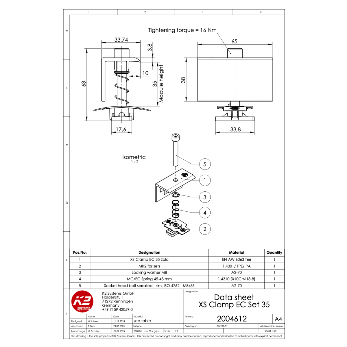 Modulendklemmen Set – für Rahmenhöhe 35 mm (Aluminium EN AW 6063 T66)
