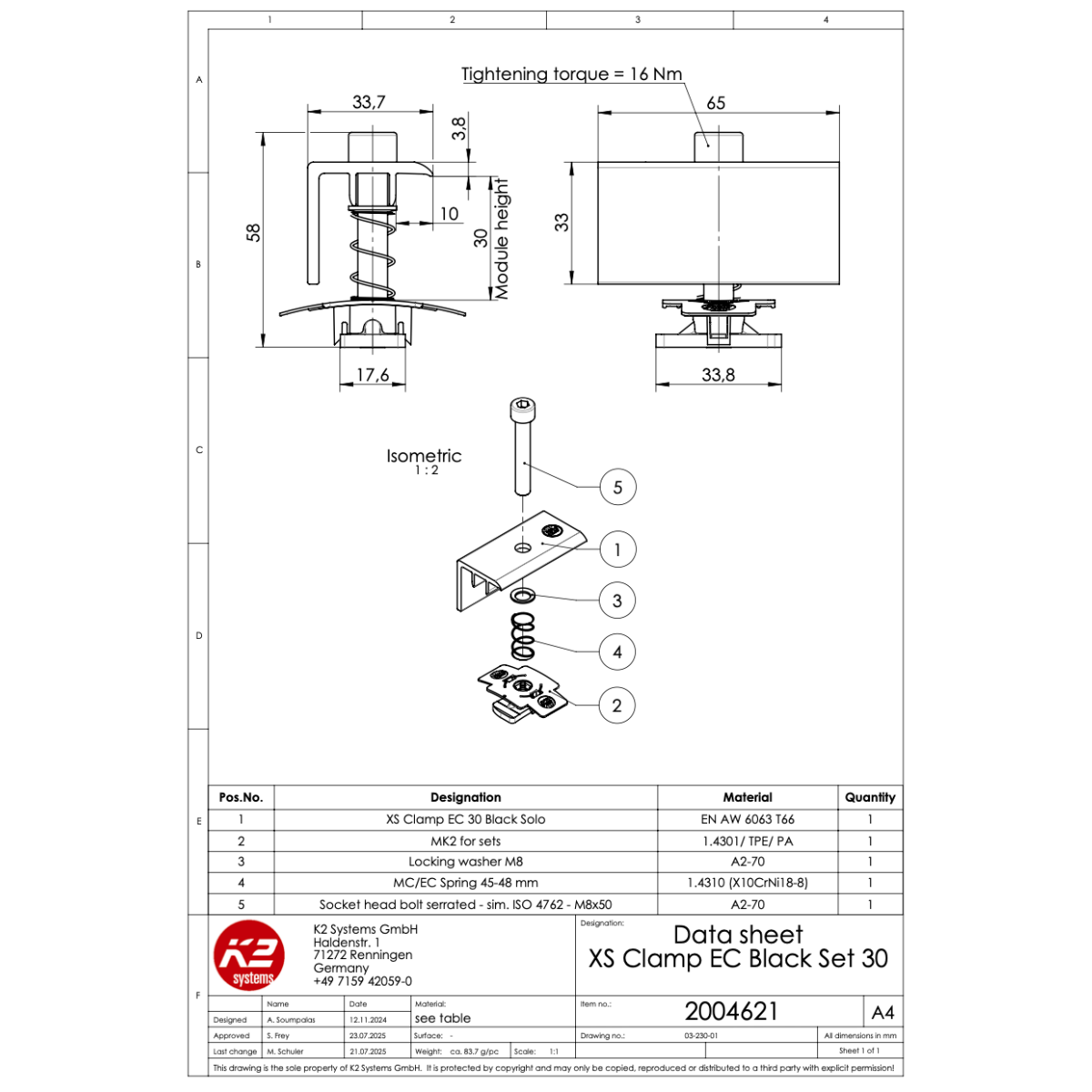 Modulendklemmen Set – schwarz eloxiert, für Rahmenhöhe 30 mm