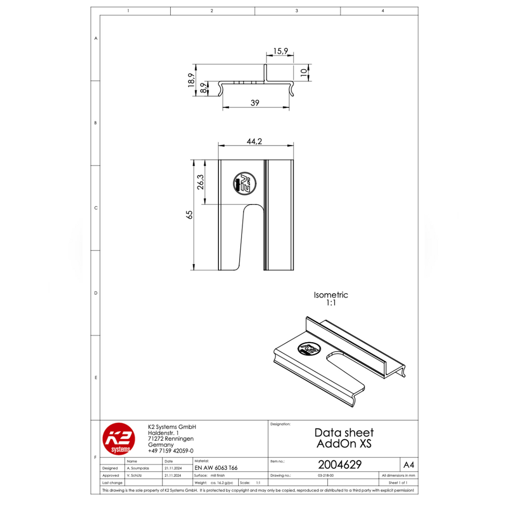 K2 AddOn XS Montageadapter