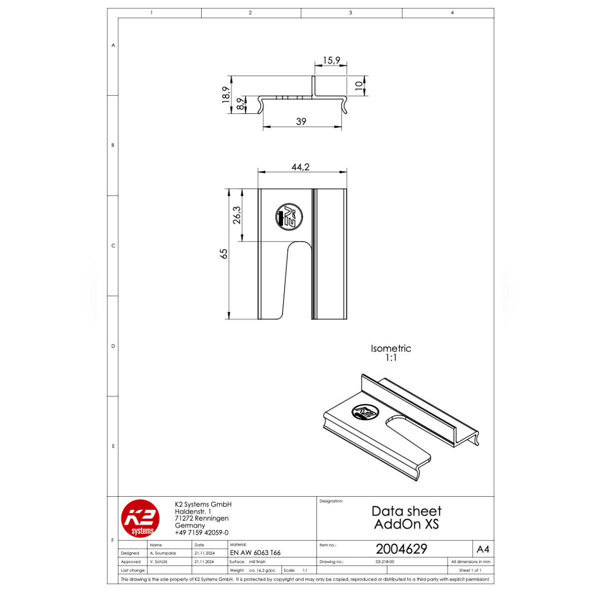 K2 AddOn XS Montageadapter