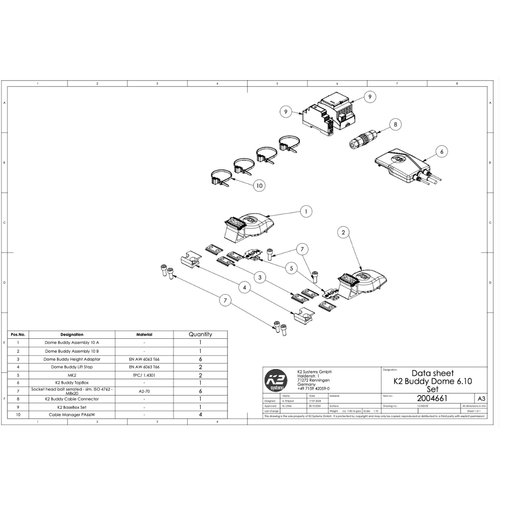 K2 Buddy Montageset – für Dome 6.10 Systeme