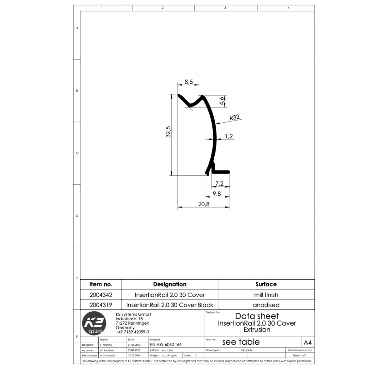 K2 InsertionRail 2.0 Cover 30