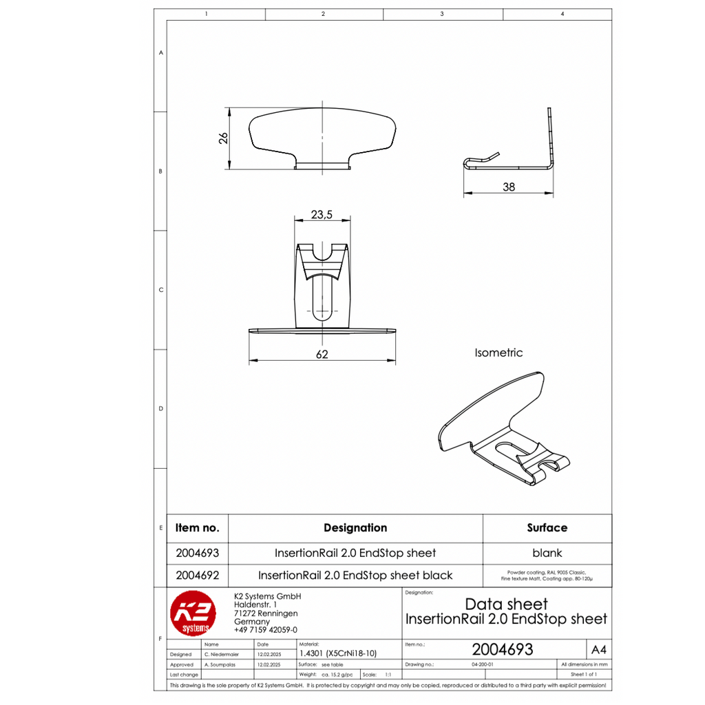 K2 EndStop 2.0 – Schwarz