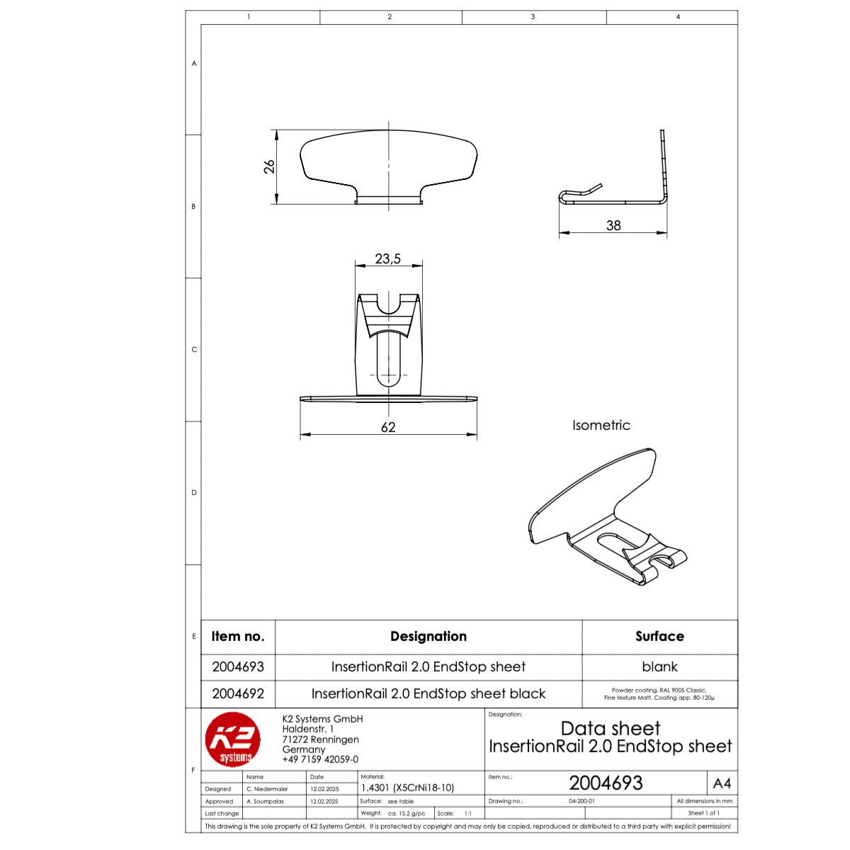 K2 EndStop 2.0 – Schwarz