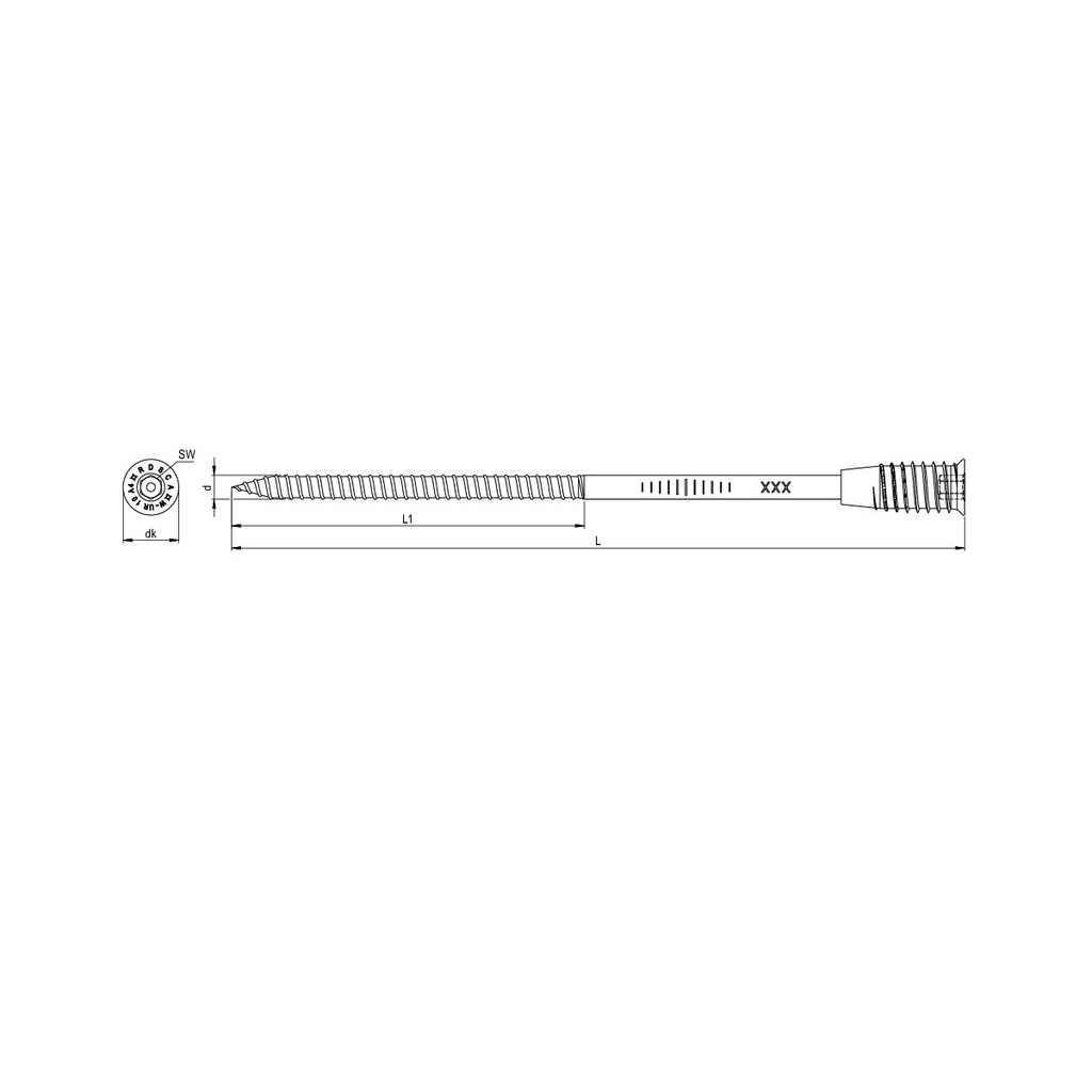 RDS-CA Distanzdübelschraube 10,0 × 350 mm – Edelstahl A4