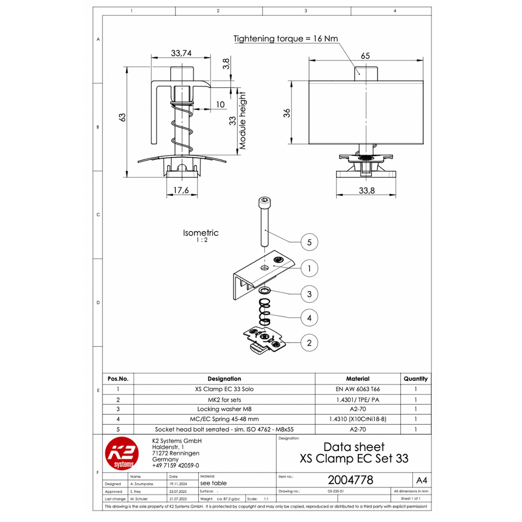 K2 Modulendklemmen Set 33 mm